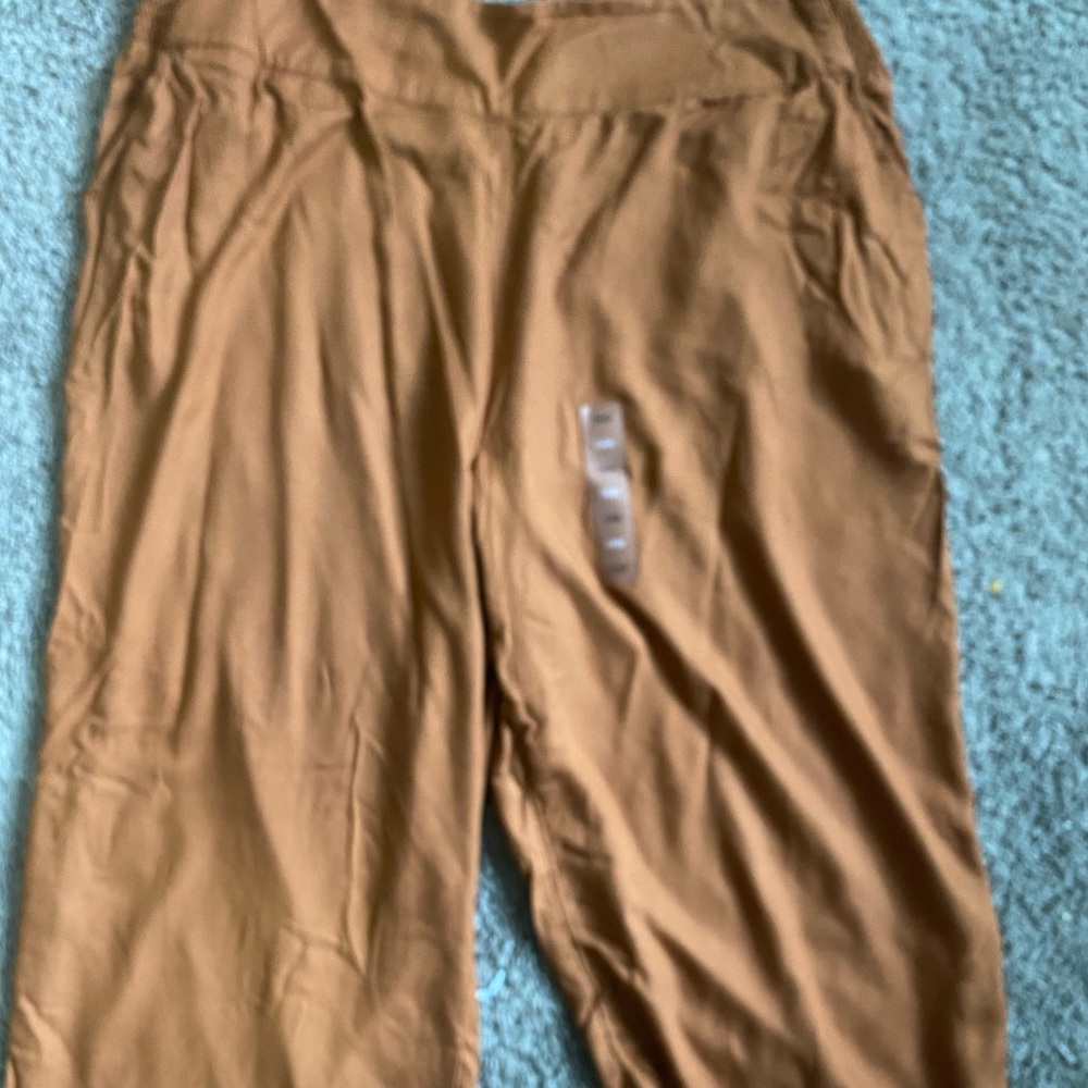 Brown Golden wide legged crop pants